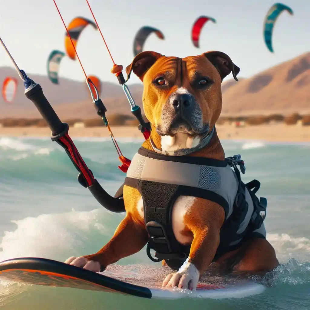 Image d'un chien qui fait du kitesurf